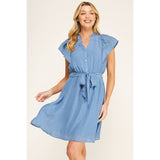 SOLID PAPAYA GAUZE RUFFLE SLEEVE MINI DRESS
