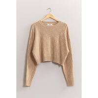 Long Sleeve Square Texture Sweater