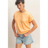 Crew Neck Short Dolman Sleeve Top