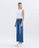 HIGH RISE RAW HEM ANKLE WIDE LEG JEANS LV1683