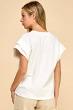 Cotton Spandex Cuffed Sleeve Top