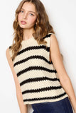 MCS3584-Classic Chunky Striped Sleeveless Sweater Top