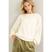 Round Neck Balloon Sleeve Sweatshirt