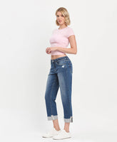 LOVERVET MID RISE CUFFED BOYFRIEND JEANS