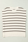 Striped Side Slits Short Sleeve Sweater Tee | S-XL