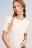 Puffy Sleeve Basic Stretchy Knit Top