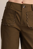 Colette Cropped Scallop Pocket Detail Wide-Leg Pants
