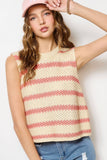 MCS3584-Classic Chunky Striped Sleeveless Sweater Top