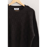 Long Sleeve Square Texture Sweater