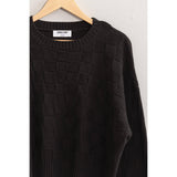 Long Sleeve Square Texture Sweater