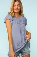 Frilled Short Sleeve Yoke Top