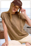 JCS3598-Loose Fit Sleeveless Ribbed Knit Crew Neck Top