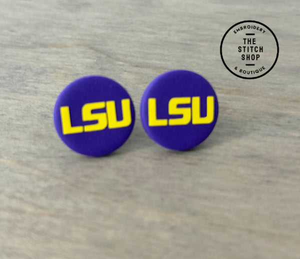 LSU Logo Stud Clay Earrings