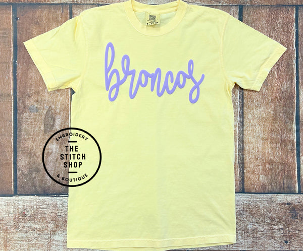Broncos Puff Comfort Colors Shirts