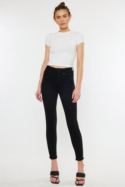 Kancan High Rise Double Black Ankle Skinny Jeans