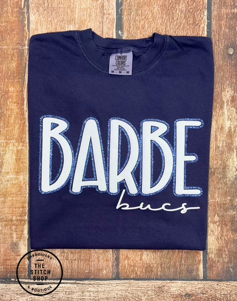 Barbe Bucs Glitter Puff Print Comfort Color Shirt