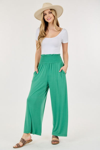 Wide Leg Elastic Pants with Pockets