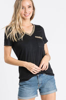Glitter Trim Pocket Tee
