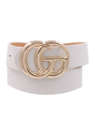 Double Metal Ring Faux Leather Belt - Multiple Colors