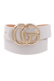Double Metal Ring Faux Leather Belt - Multiple Colors