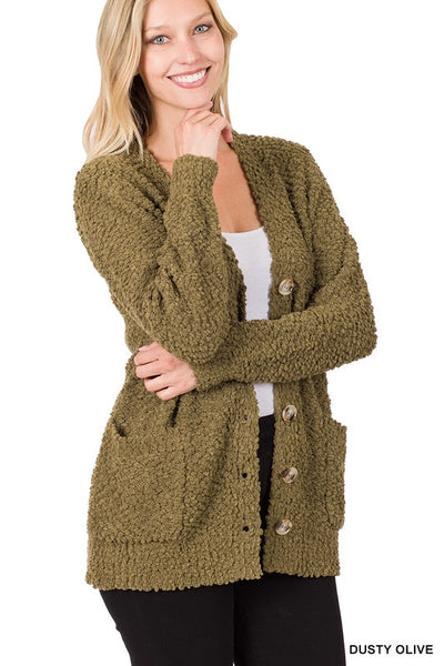 Long Sleeve Popcorn Button Down Cardigan