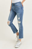 Risen High Rise Distressed Vintage Ankle Straight Leg Jeans