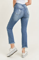 Risen High Rise Distressed Vintage Ankle Straight Leg Jeans
