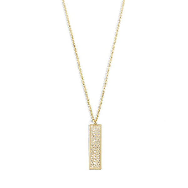 Gold Filigree Bar Dangle Necklace - Mother’s Day