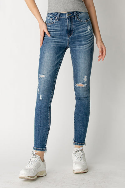 Risen High Rise Vintage Washed Skinny Jeans