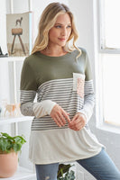Sweet Basic Flig Color Block Top