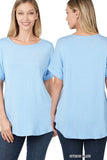 Luxe Rayon Rolled Sleeve Boat Neck Top - Multiple Colors