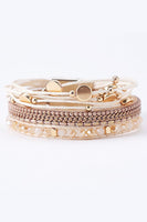 Multi Strand Leather Magnetic Clasp Bracelet