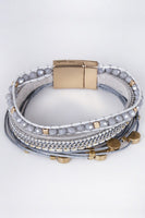 Multi Strand Leather Magnetic Clasp Bracelet