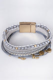 Multi Strand Leather Magnetic Clasp Bracelet