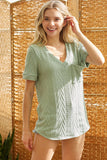 Cable Knit V-Neck Tee