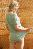 Cable Knit V-Neck Tee