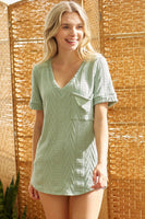 Cable Knit V-Neck Tee