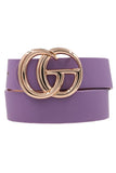 Double Metal Ring Faux Leather Belt - Multiple Colors