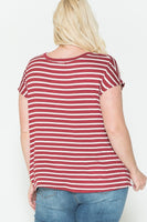 PLUS - Color Blocked Short Sleeve Draped Wrap Top
