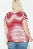 PLUS - Color Blocked Short Sleeve Draped Wrap Top