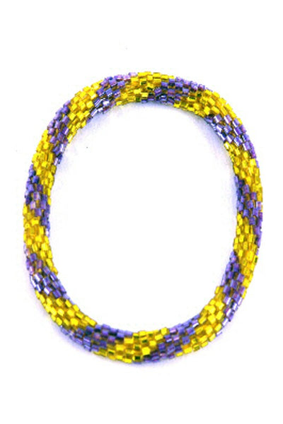 Purple and Yellow Glass Seed Bead Nepal Bracelets
