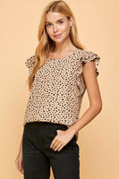 Double Ruffle Sleeve Leopard Top