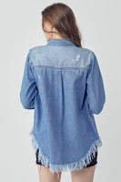 Vintage Frayed Hem Denim Shirt