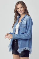 Vintage Frayed Hem Denim Shirt
