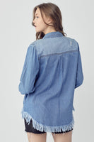 Vintage Frayed Hem Denim Shirt