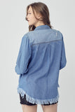Vintage Frayed Hem Denim Shirt
