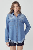 Vintage Frayed Hem Denim Shirt