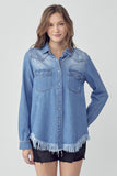 Vintage Frayed Hem Denim Shirt
