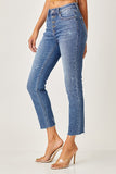 Risen Mid Rise Button Fly Relaxed Fit Skinny Jean