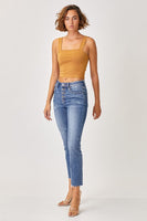 Risen Mid Rise Button Fly Relaxed Fit Skinny Jean